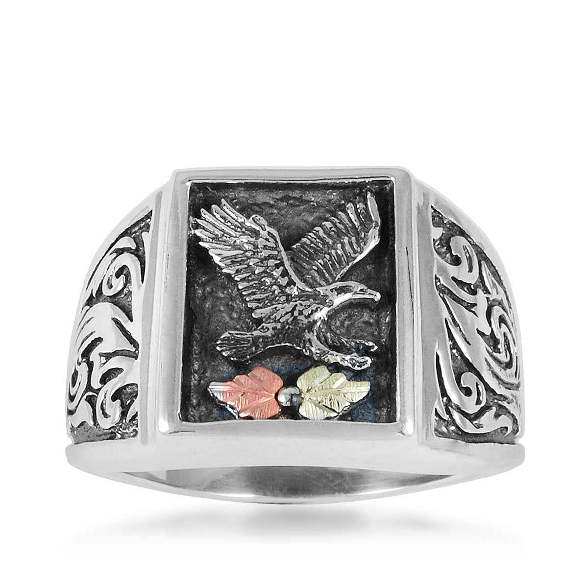Black Hills Gold Men's Oxidized Eagle & Filigree Ring in Sterling Silver