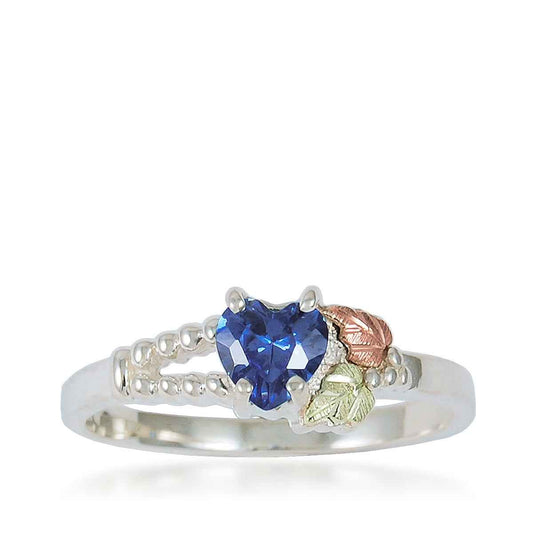 Black Hills Gold Heart Indigo Cubic Zirconia Ring in Sterling Silver