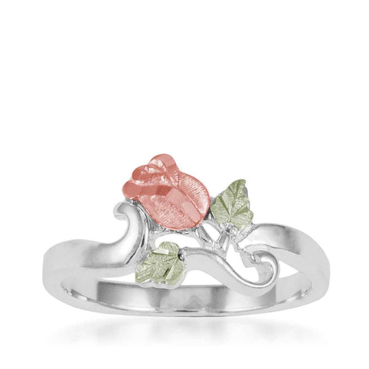 Black Hills Gold Rose Stem Ring in Sterling Silver