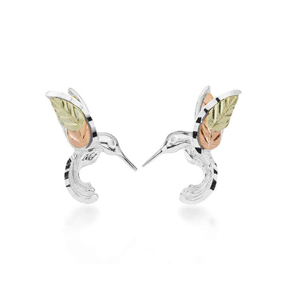 Black Hills Gold Hummingbird Stud Earrings in Sterling Silver