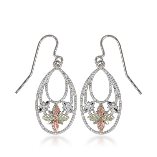 Black Hills Gold Milgrain Triple Teardrop Dangle Earrings in Sterling Silver