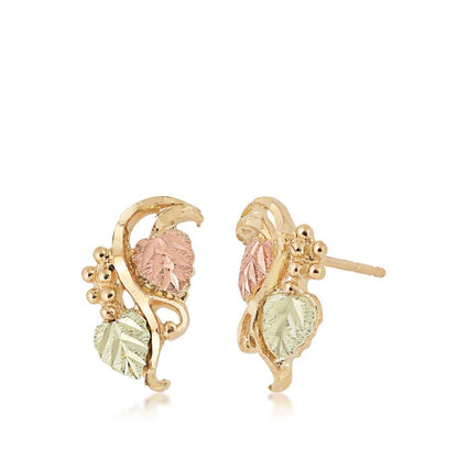 Black Hills Gold Grapevine & Double Leaf Drop Earrings in 10K Yellow Gold