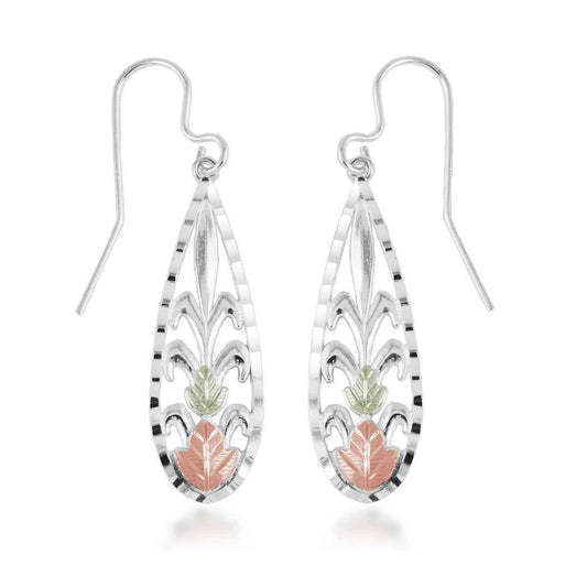 Black Hills Gold Tiered Teardrop Dangle Earrings in Sterling Silver