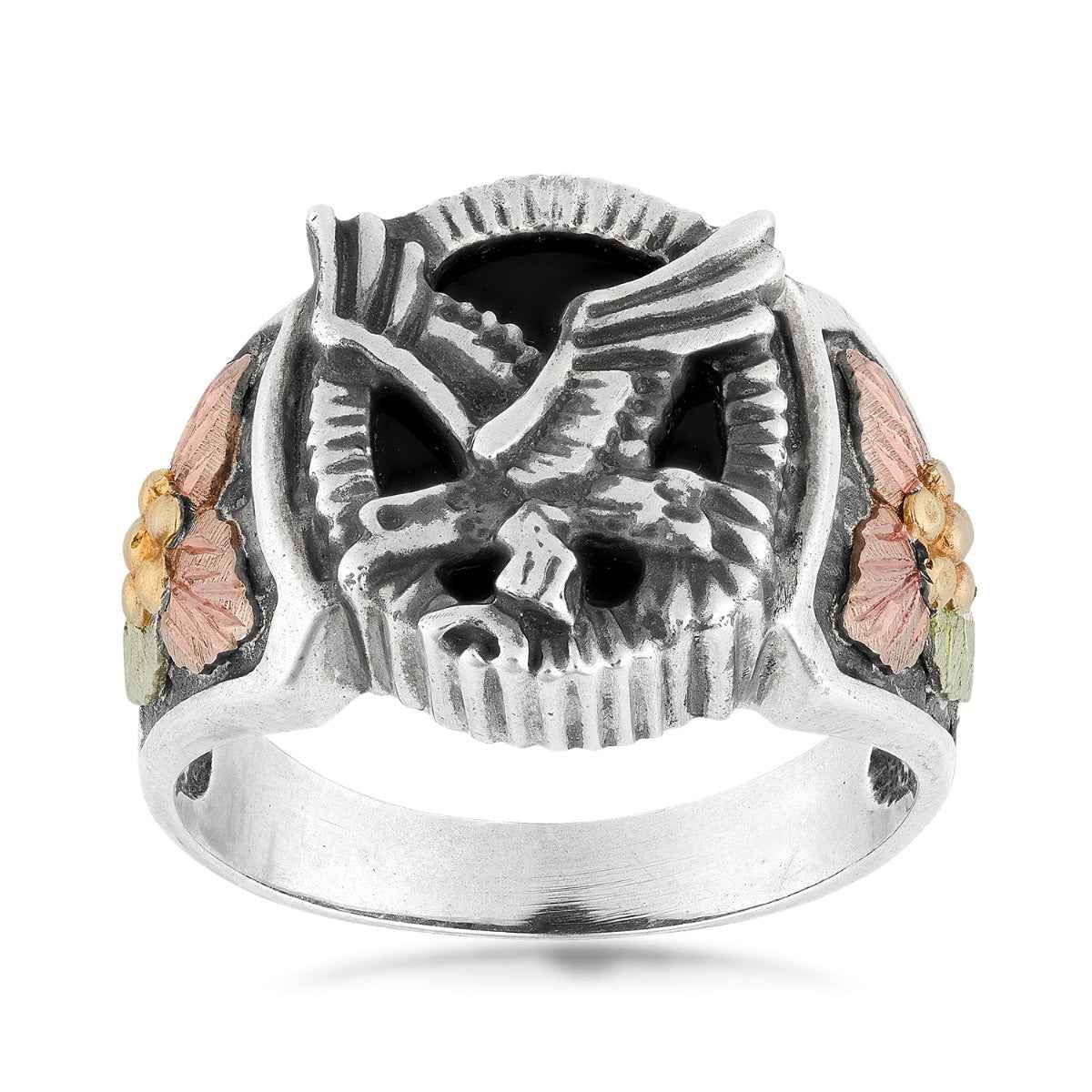 Black Hills Gold Men's Eagle & Leaf Ring in Sterling Silver
