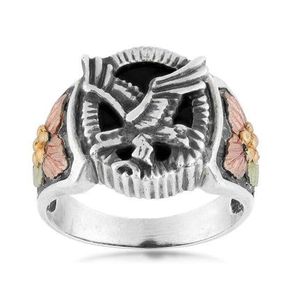 Black Hills Gold Men's Eagle & Leaf Ring in Sterling Silver