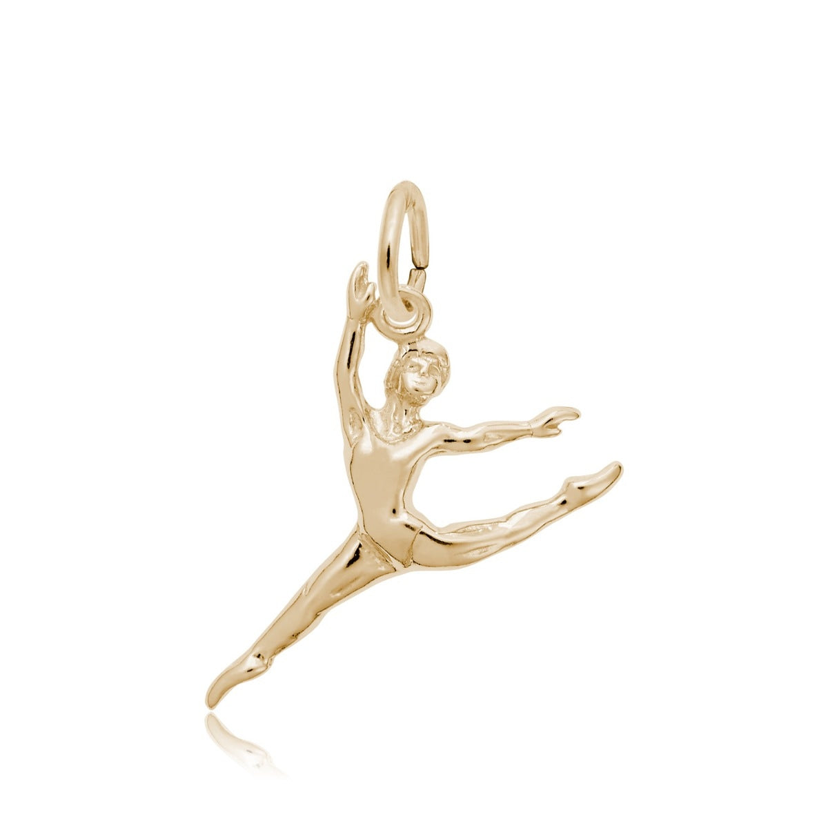 Leaping Ballet Dancer Charm in 14K Yellow Gold