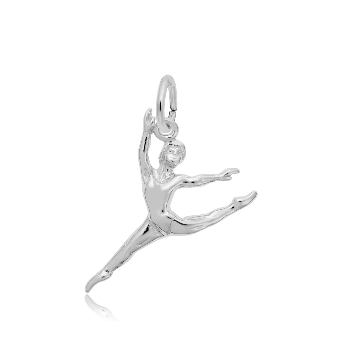 Leaping Ballet Dancer Charm in Sterling Silver