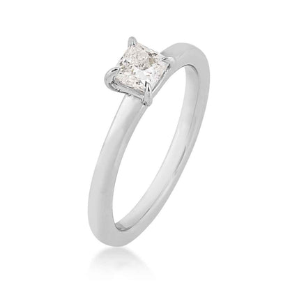 Adamante 1/2 ct. tw. Lab-Grown Princess Cut Diamond Solitaire Engagement Ring in 14K White Gold front view
