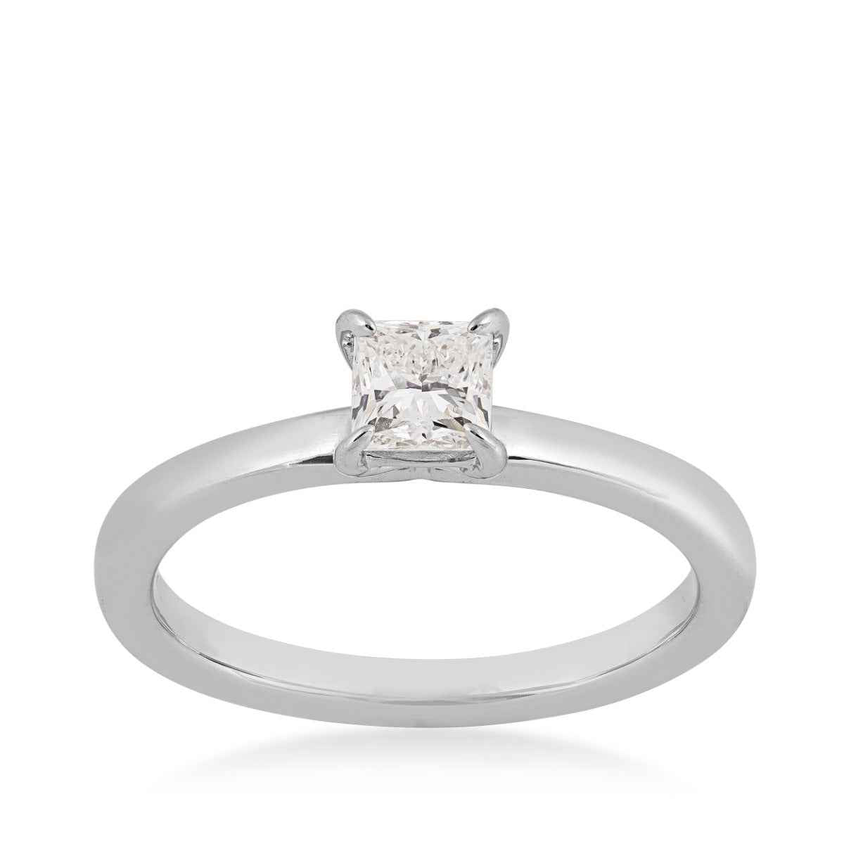 Adamante 1/2 ct. tw. Lab-Grown Princess Cut Diamond Solitaire Engagement Ring in 14K White Gold