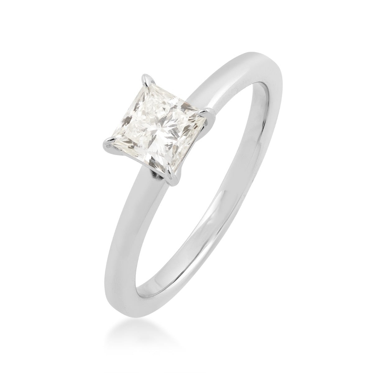Adamante 3/4 ct. tw. Lab-Grown Princess Cut Diamond Solitaire Engagement Ring in 14K White Gold front view