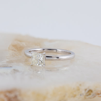 Adamante 3/4 ct. tw. Lab-Grown Princess Cut Diamond Solitaire Engagement Ring in 14K White Gold close-up detail