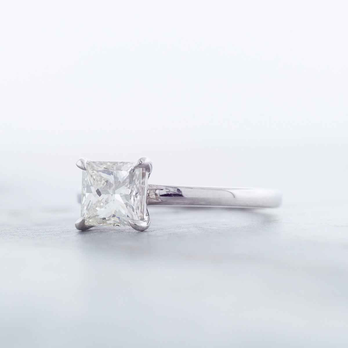 Adamante 1-1/2 ct. tw. Lab-Grown Princess Cut Diamond Classic Solitaire Engagement Ring in 14K White Gold side profile