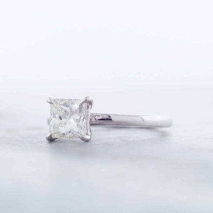 Adamante 1-1/2 ct. tw. Lab-Grown Princess Cut Diamond Classic Solitaire Engagement Ring in 14K White Gold side profile
