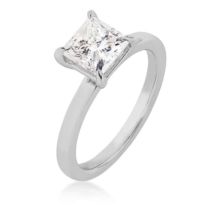 Adamante 1-1/2 ct. tw. Lab-Grown Princess Cut Diamond Classic Solitaire Engagement Ring in 14K White Gold front view