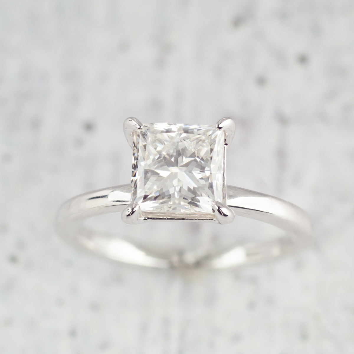Adamante 2 ct. tw. Lab-Grown Princess Cut Diamond Solitaire Engagement Ring in 14K White Gold side profile