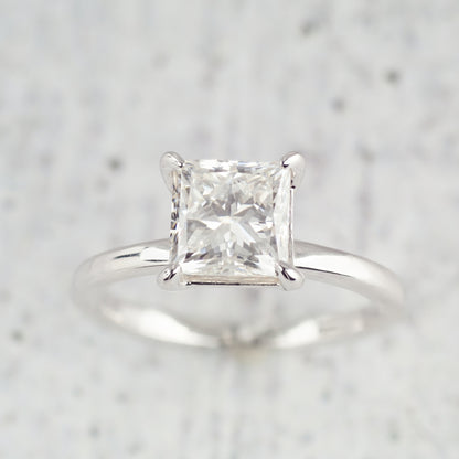 Adamante 2 ct. tw. Lab-Grown Princess Cut Diamond Solitaire Engagement Ring in 14K White Gold side profile