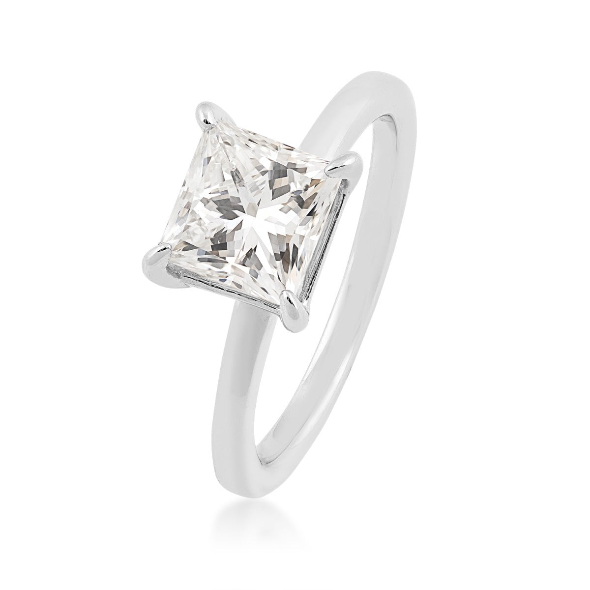 Adamante 2 ct. tw. Lab-Grown Princess Cut Diamond Solitaire Engagement Ring in 14K White Gold front view