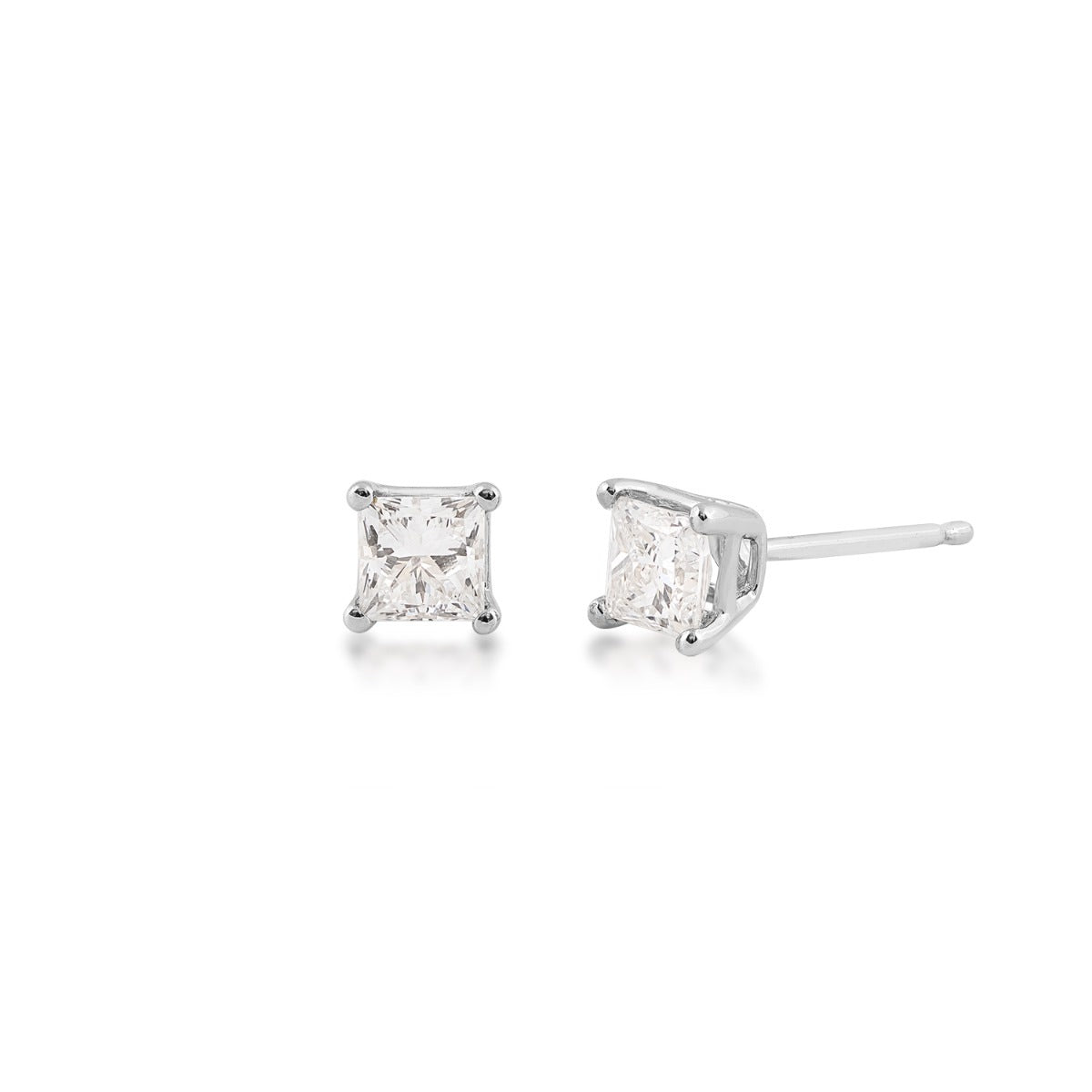 Adamante 3/4 ct. tw. Lab-Grown Princess Cut Diamond Solitaire Earrings in 14K White Gold