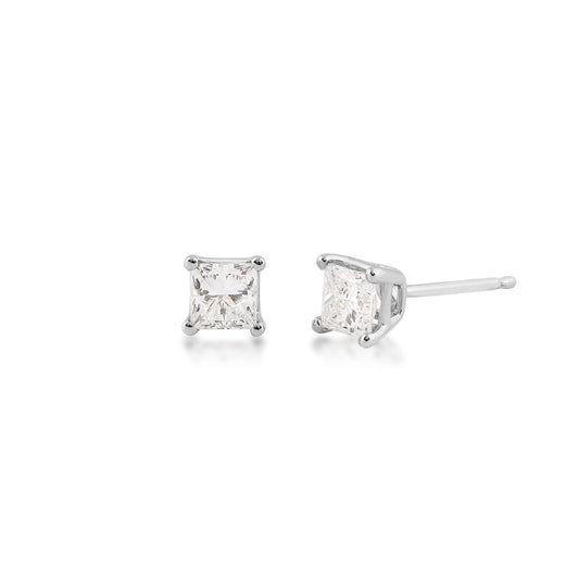 Adamante 3/4 ct. tw. Lab-Grown Princess Cut Diamond Solitaire Earrings in 14K White Gold