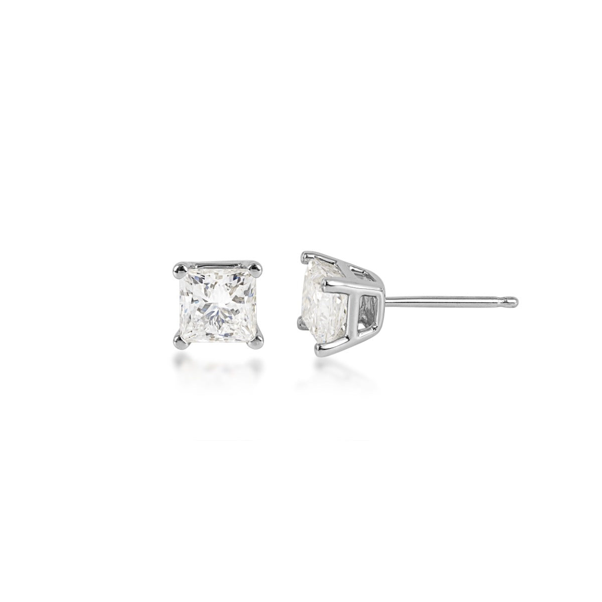 Adamante 1-1/2 ct. tw. Lab-Grown Princess Cut Diamond Solitaire Earrings in 14K White Gold