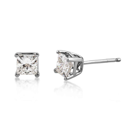 Adamante 2 ct. tw. Lab-Grown Princess Cut Diamond Solitaire Earrings in 14K White Gold