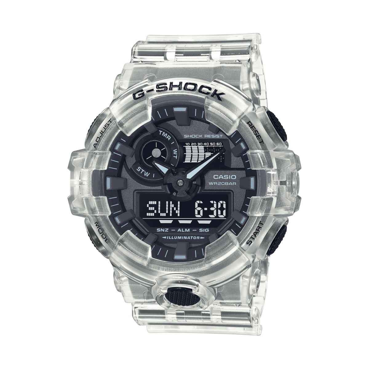 G-Shock Men's Watch with Transparent White Band and Bezel