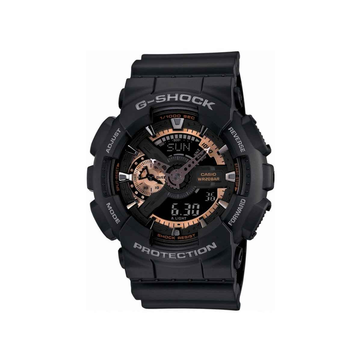 G-Shock Men's Extra Large Black Watch with Rose Gold Dial Accents