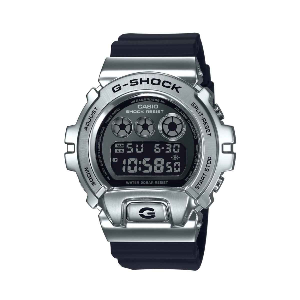 G-Shock Men's Metal Bezel Silver and Black Watch