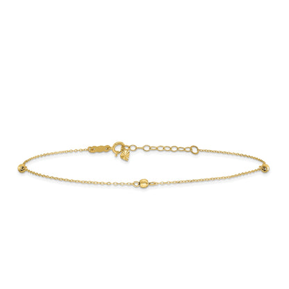 9-inch Bead Ankle Bracelet in 14K Yellow Gold