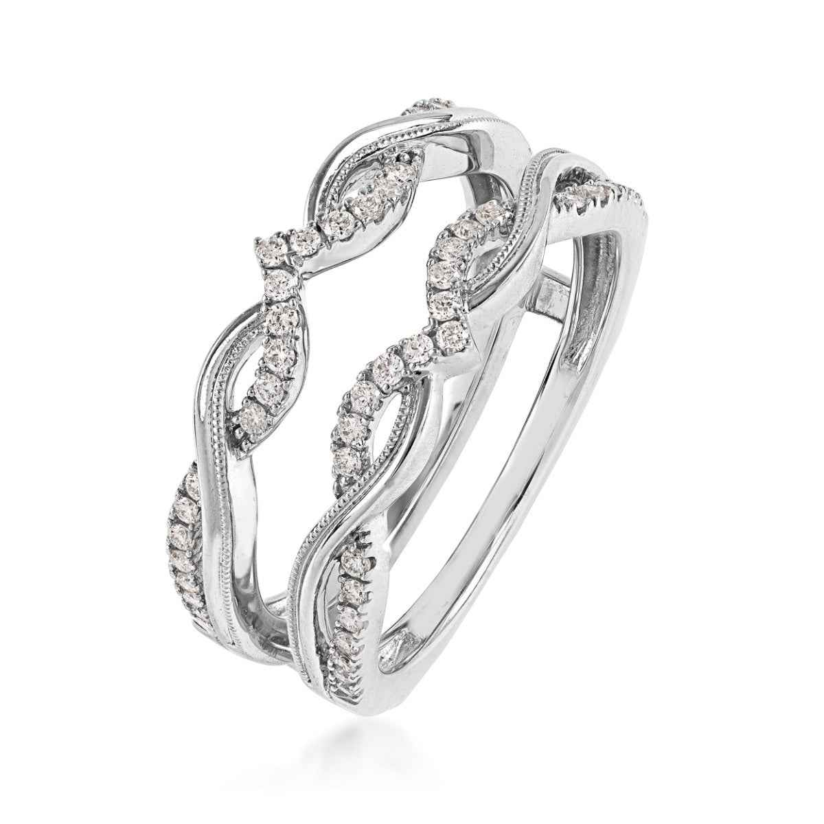 1/4 ct. tw. Diamond Twist Band Ring Enhancer in 14 Karat White Gold front view
