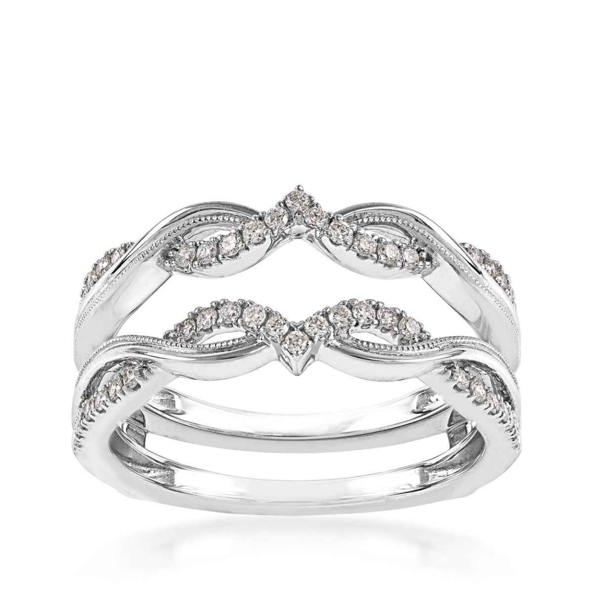 1/4 ct. tw. Diamond Twist Band Ring Enhancer in 14 Karat White Gold