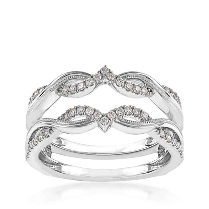 1/4 ct. tw. Diamond Twist Band Ring Enhancer in 14 Karat White Gold