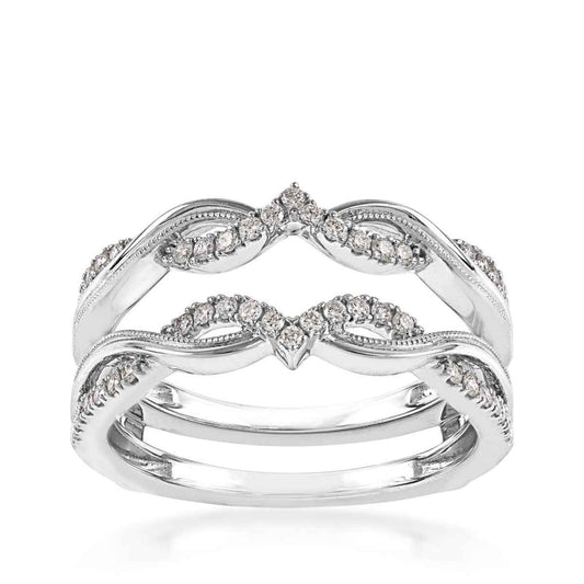 1/4 ct. tw. Diamond Twist Band Ring Enhancer in 14 Karat White Gold