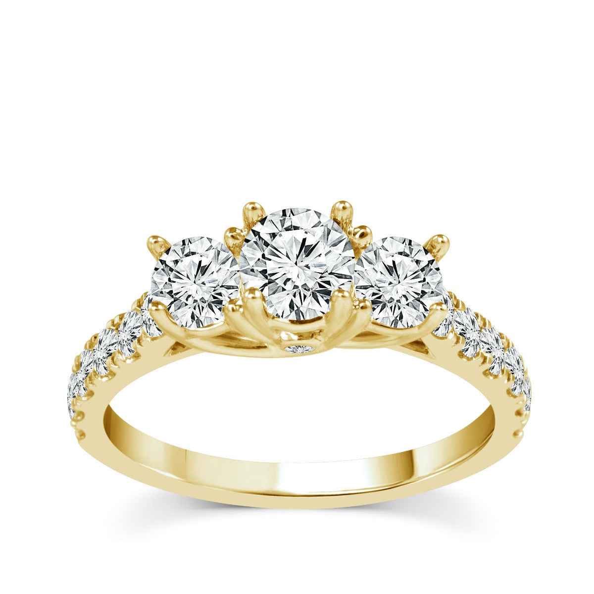 Adamante 1-1/2 ct. tw. Lab-Grown Round Brilliant 3-Stone Diamond Engagement Ring in 14K Yellow Gold