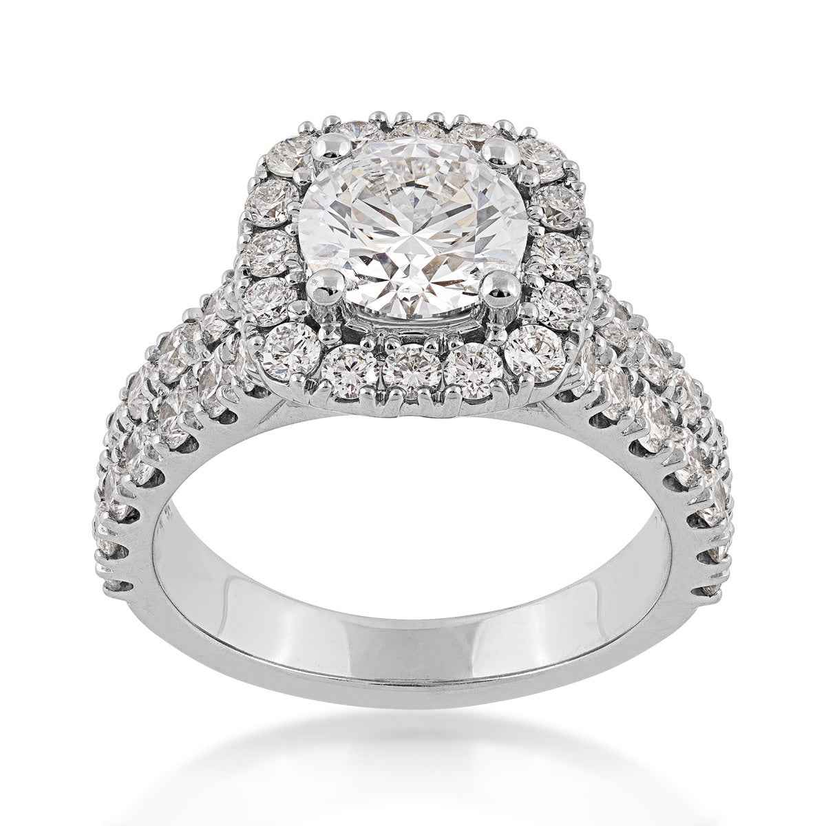 Adamante 3 ct. tw. Lab-Grown Round Diamond Halo Engagement Ring in 14K White Gold