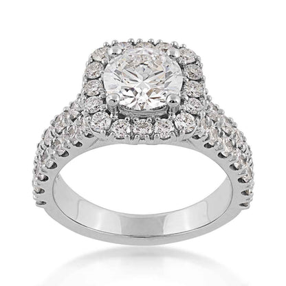 Adamante 3 ct. tw. Lab-Grown Round Diamond Halo Engagement Ring in 14K White Gold