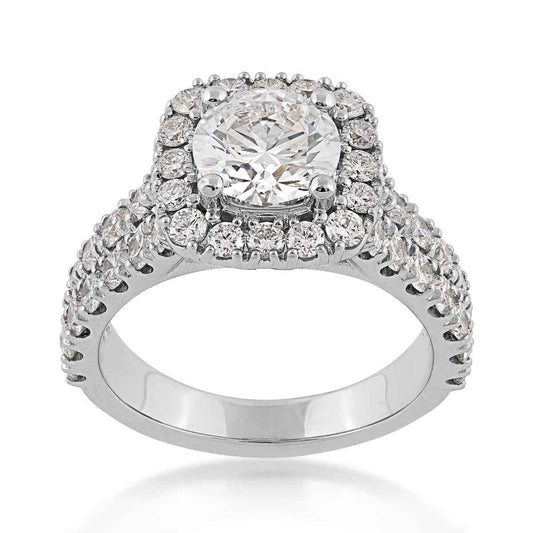 Adamante 3 ct. tw. Lab-Grown Round Diamond Halo Engagement Ring in 14K White Gold