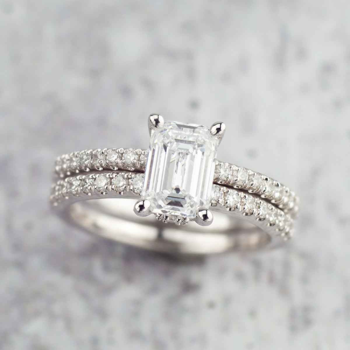 Adamante 1-3/4 ct. tw. Lab-Grown Diamond Wedding Set in 14K White Gold side profile (2)