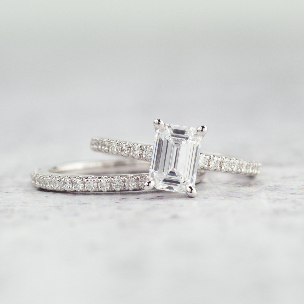 Adamante 1-3/4 ct. tw. Lab-Grown Diamond Wedding Set in 14K White Gold front view (2)
