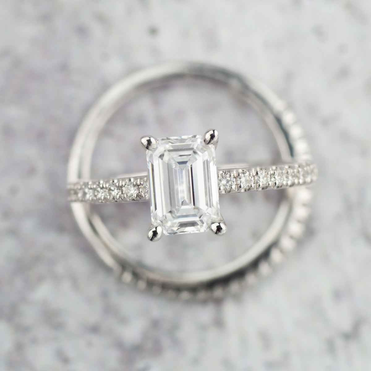 Adamante 1-3/4 ct. tw. Lab-Grown Diamond Wedding Set in 14K White Gold close-up detail (2)