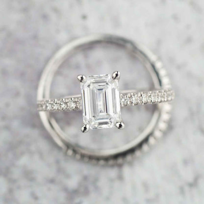 Adamante 1-3/4 ct. tw. Lab-Grown Diamond Wedding Set in 14K White Gold close-up detail (2)