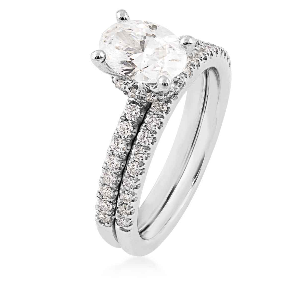 Adamante 1-3/4 ct. tw. Lab-Grown Diamond Wedding Set in 14K White Gold front view