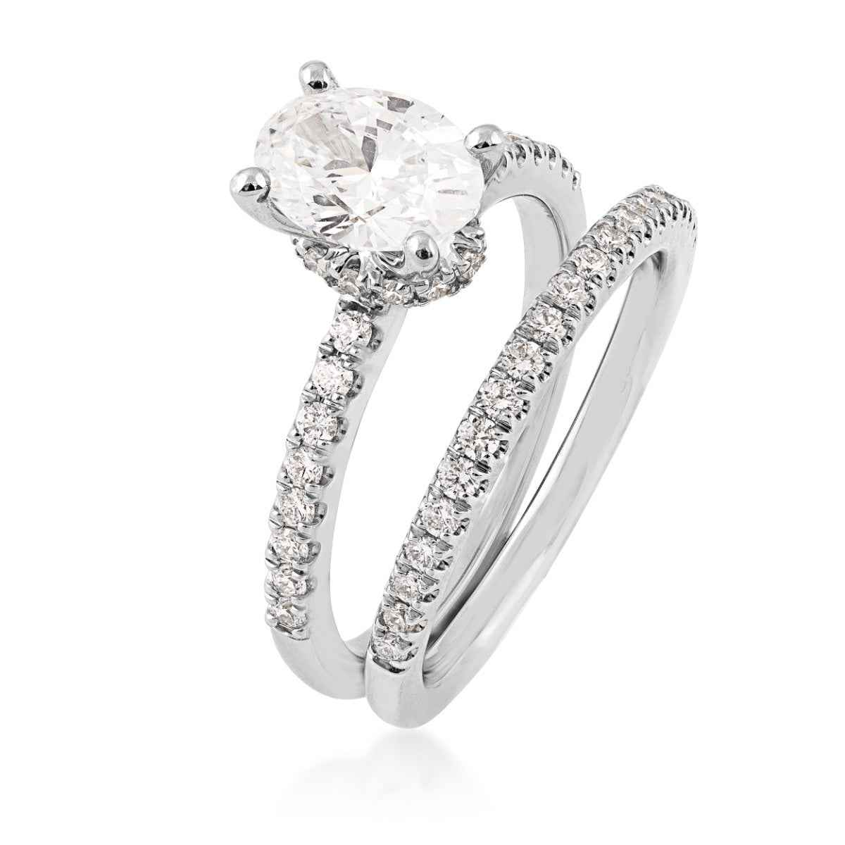 Adamante 1-3/4 ct. tw. Lab-Grown Diamond Wedding Set in 14K White Gold close-up detail
