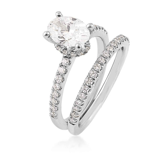 Adamante 1-3/4 ct. tw. Lab-Grown Diamond Wedding Set in 14K White Gold close-up detail