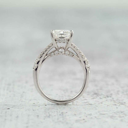 Adamante 2-3/4 ct. tw. Lab-Grown Princess Cut Diamond Split Shank Engagement Ring in 14K White Gold close-up detail