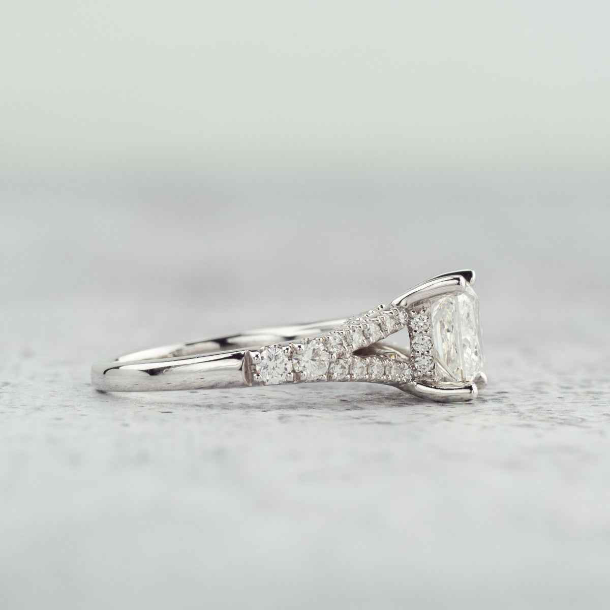 Adamante 2-3/4 ct. tw. Lab-Grown Princess Cut Diamond Split Shank Engagement Ring in 14K White Gold side profile