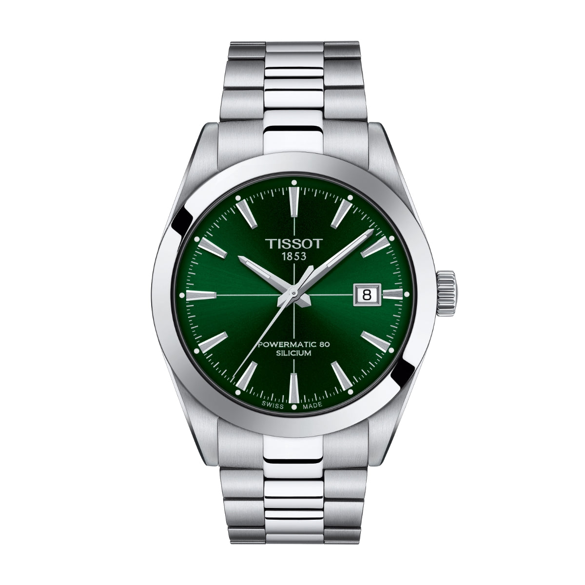 Tissot Men's Gentleman Powermatic 80 Silicium Stainless Steel Watch with Green Dial