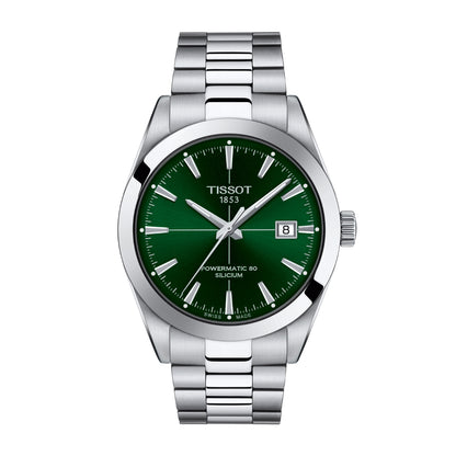 Tissot Men's Gentleman Powermatic 80 Silicium Stainless Steel Watch with Green Dial