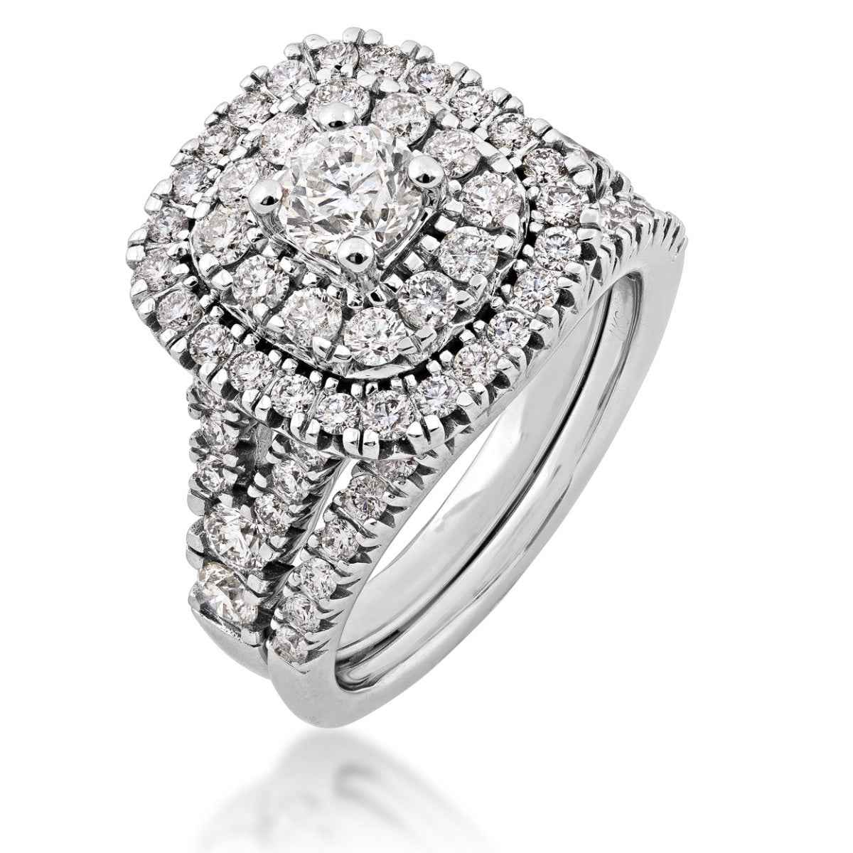 Amaura 2 ct. tw. Round Diamond Wedding Set in 14K White Gold front view