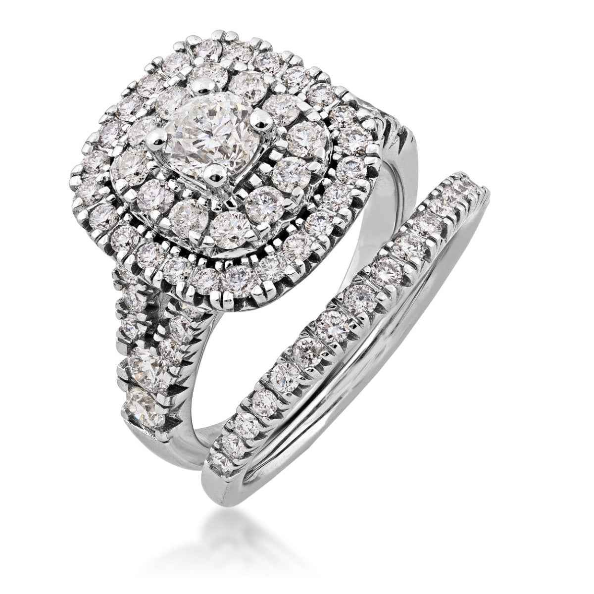 Amaura 2 ct. tw. Round Diamond Wedding Set in 14K White Gold close-up detail